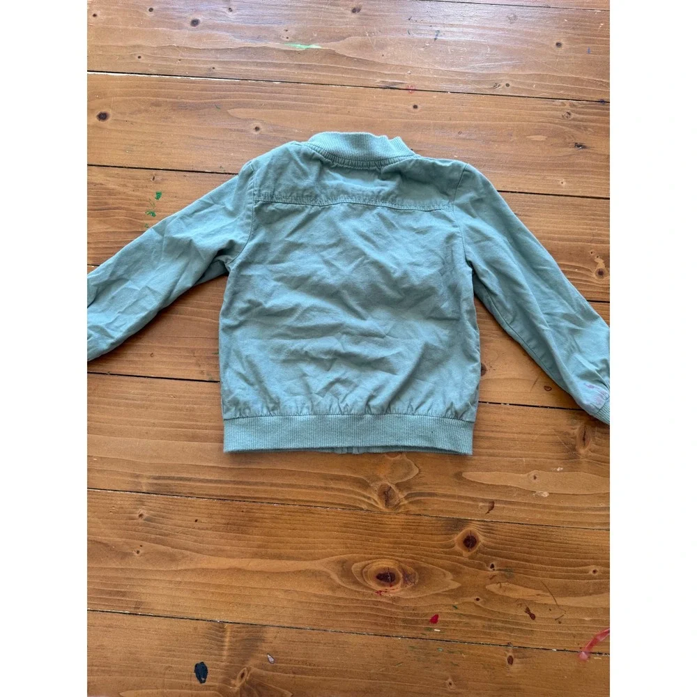 OshKosh Bgosh Toddler Boys Sage Green Cotton Canvas‎ Bomber Jacket Size 2T